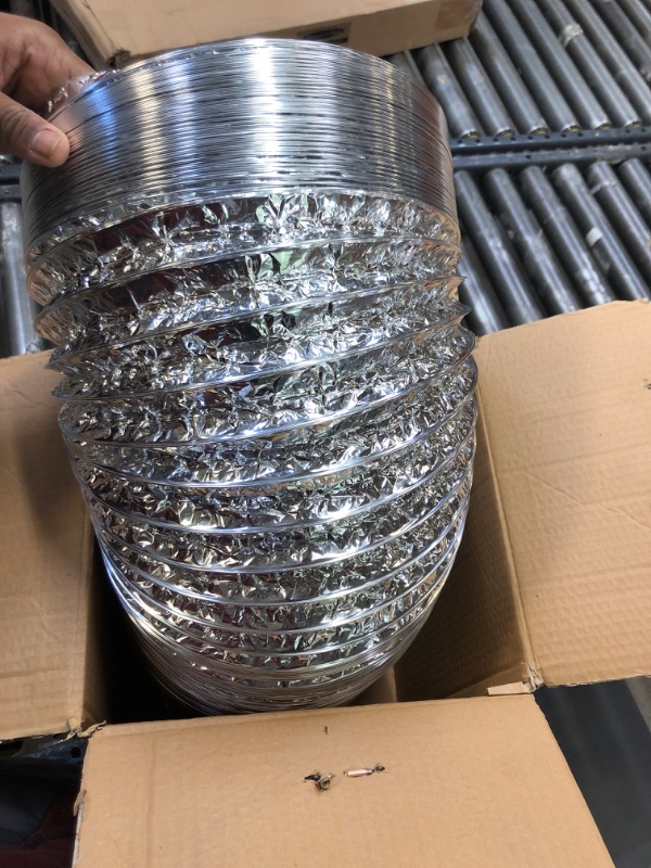 Photo 2 of 10" Inch Aluminum Hose Flexible Air Duct Pipe for Rigid HVAC Flex Ductwork- 25' Feet Long 10 Inch - 25' Feet Aluminum