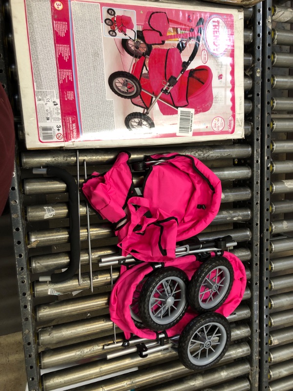 Photo 2 of Bayer Design Dolls: Trendy Pram - Hot Pink - Includes Shoulder Bag, Fits Dolls Up to 18", Adjustable Handle, Kids Pretend Play, Shopping Basket, Easy to Fold, Ages 3+