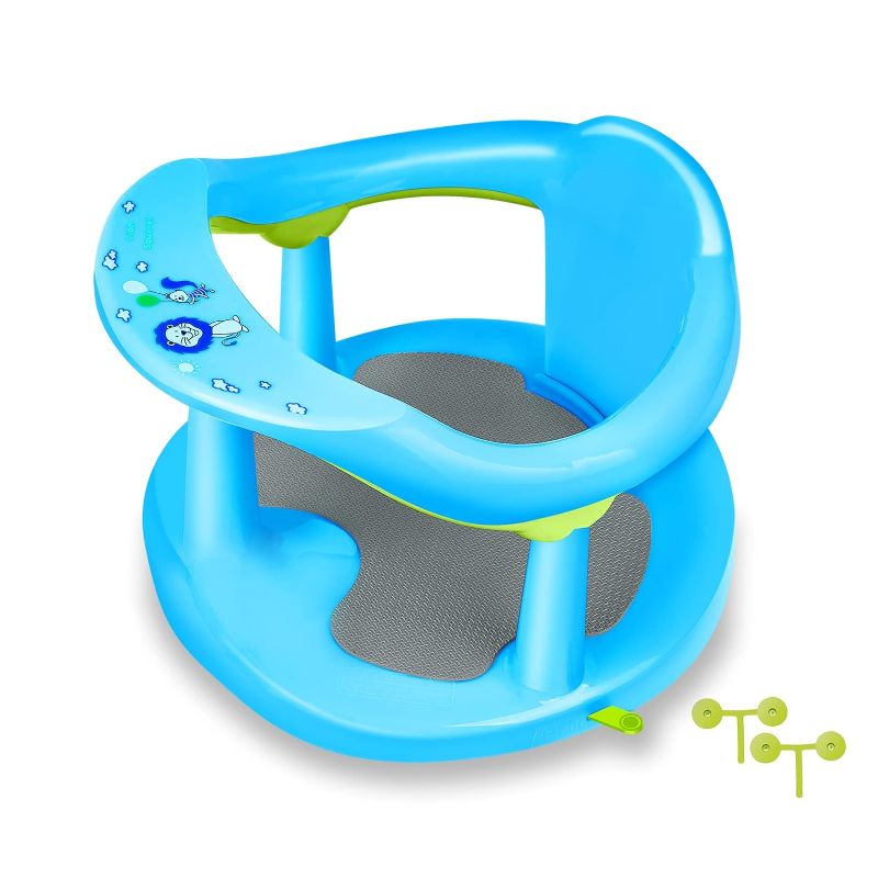 Photo 1 of Baby Bath Seat for Babies 6 Months & Up/Integrated Non-Slip Mat/Infant Bath Seat Ring for Sitting Up in The Tub with Suction Cups (Blue)
