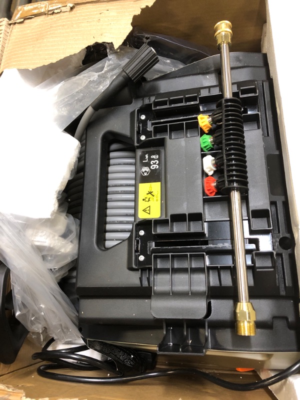 Photo 1 of Giraffe Tools Grandfalls Pressure Washer Plus, Electric Pressure Washer Wall Mount, Max 2200PSI, 2.4GPM Automatic Pressure Reel, 100FT Pressure Hose, 4 Nozzles Set, Great for Cars, Patios,Silver Case Plus 100ft ultra-soft hose