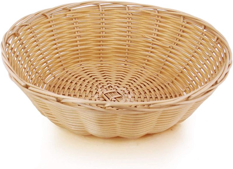 Photo 1 of 2PC, 44201 Polypropylene Round Hand Woven Fast Food Baskets, 9 x 2.75, Natural