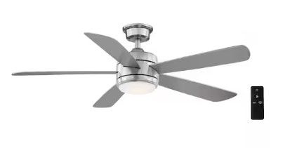 Photo 1 of Averly 52 in. Integrated LED Brushed Nickel Ceiling Fan with Light and Remote Control with Color Changing Technology
