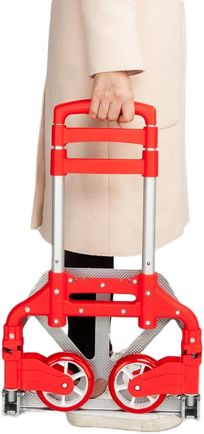 Photo 1 of FCH Folding Hand Truck 165lbs Capacity Aluminum Portable Folding Hand Cart and Dolly with Wheels Red