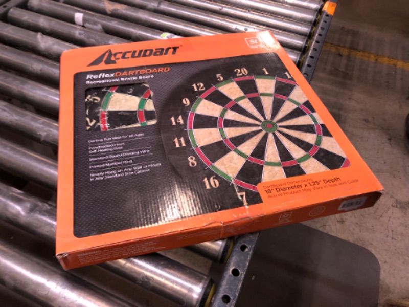 Photo 2 of Accudart Classic Bristle Dartboard - Official Size 18" x 1.5" - Self-Healing Genuine Bristle Sisal - Staple Free Bullseye - Ideal for Steel Tip Darts
