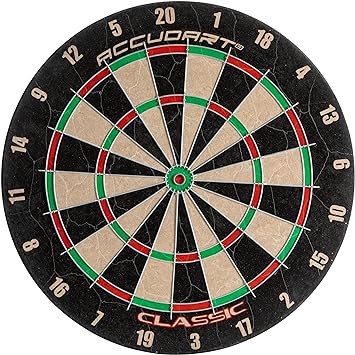 Photo 1 of Accudart Classic Bristle Dartboard - Official Size 18" x 1.5" - Self-Healing Genuine Bristle Sisal - Staple Free Bullseye - Ideal for Steel Tip Darts
