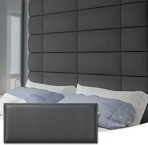 Photo 1 of Art3d Adjustable Wall Mounted Upholstered Headboard for King, Twin, Full and Queen, Reusable and Removeable Padded Wall Panels, Interchangeable Bed Panels in Black (12 Panels, 9.84" x 23.6") 9.84" x 23.6" x 1.18" Black 12