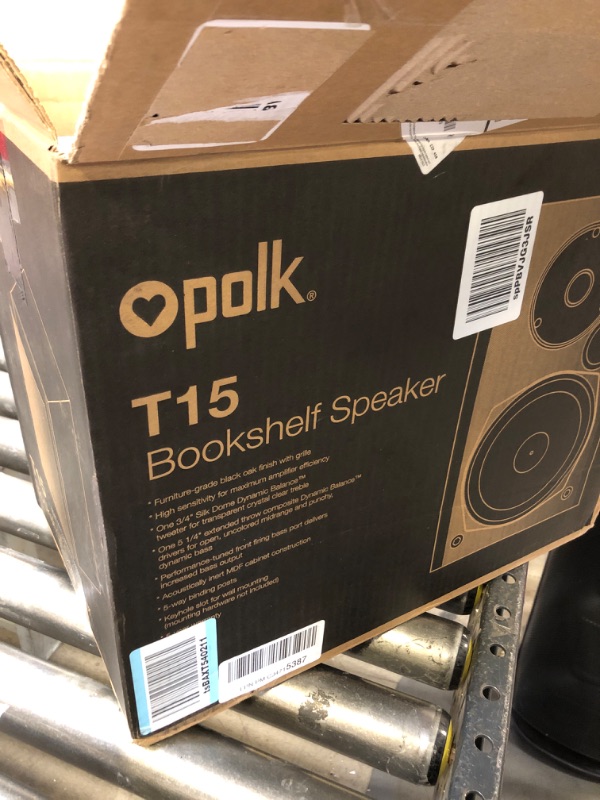 Photo 2 of Polk Audio T15 100 Watt Home Theater Bookshelf Speakers – Hi-Res Audio with Deep Bass Response, Dolby and DTS Surround, Wall-Mountable, Pair, Black, 6.5 x 7.25 x 10.63 inches
