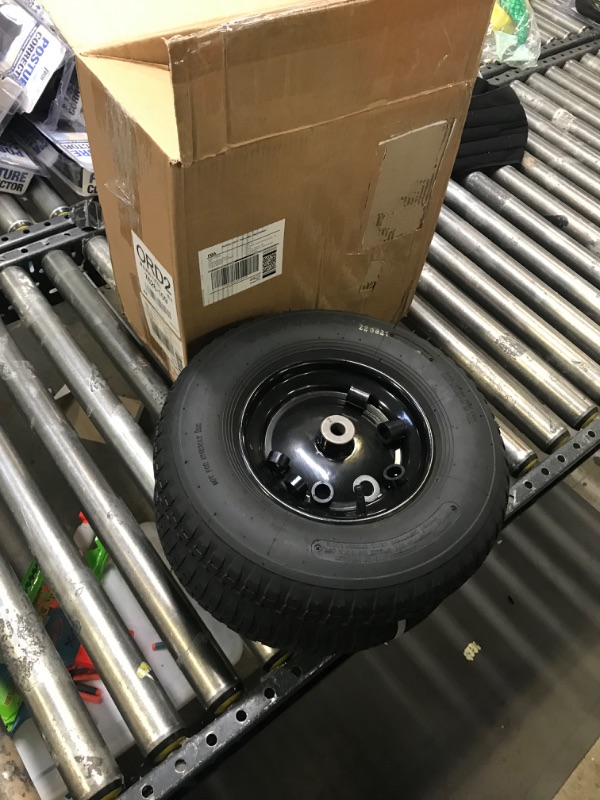 Photo 2 of 2-Pack 4.80/4.00-8" Pneumatic Wheelbarrow Wheel and Tires with 3"- 7" Center Hub and 5/8" Bushings for Wheelbarrow and Yard Cart Garden Wagon