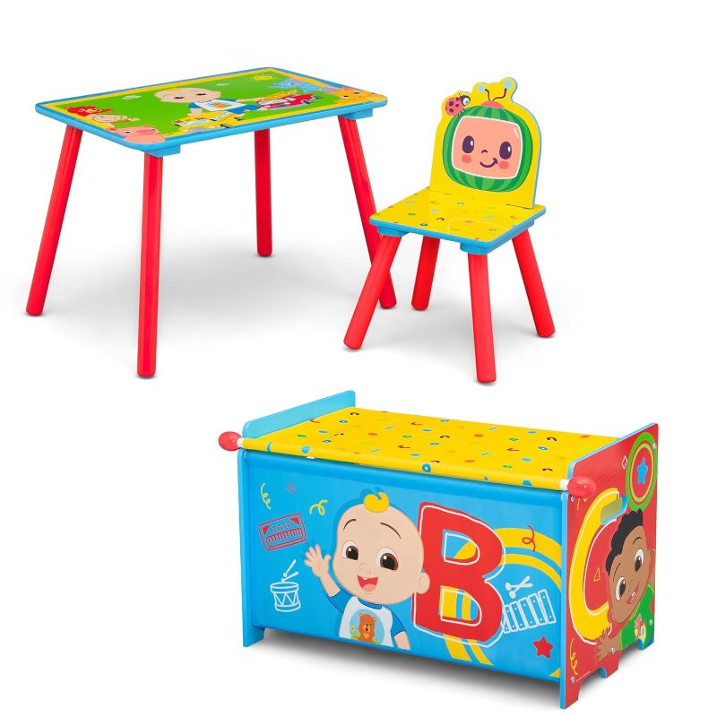 Photo 1 of Delta Children - CoComelon 3-Piece Toddler Playroom Set – Includes Table, Chair and Toy Box, Green
