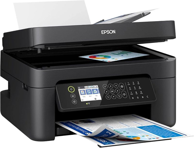 Photo 1 of Epson Workforce WF-2850 All-in-One Wireless Color Inkjet Printer for Home Office, Black - Print Scan Copy Fax - 10 ppm, 5760 x 1440 dpi, 8.5 x 14, Borderless Auto 2-Sided Printing, 30-Sheet ADF
