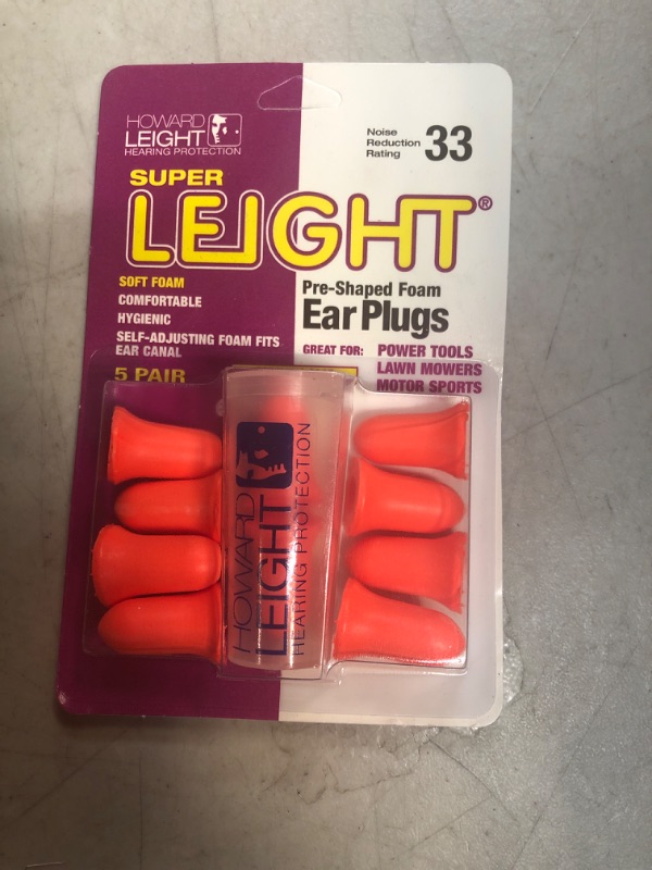 Photo 2 of Howard Leight Super Leight FOAM EARPLUGS 5 Pair + Case! Noise Reduction 