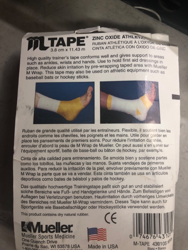 Photo 2 of Mueller MTape Athletic Tape, Case of 32 Rolls White