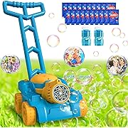 Photo 1 of Bubble Lawn Mower for Toddlers, Automatic Bubble Machine for Kids with Lights, Push Toys, Backyard Gardening Beach Toys, Outdoor Toys for Toddlers Girls Boys 1-3, Blue