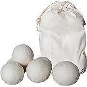 Photo 1 of 6 Pieces Wool Dryer Balls - Natural Organic Laundry Fabric Softener Save Drying Time Reusable with Storage Bag, 3 Inch XL Wool Balls for Fabric Softener