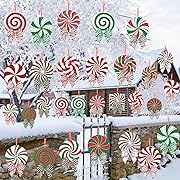 Photo 1 of 30 Pcs Outdoor Christmas Decorations Double Sided, Large Outside Christmas Candy Hanging Ornaments 