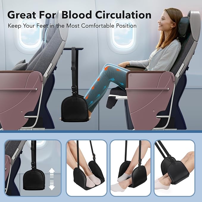 Photo 1 of GobiSea Airplane Footrest Travel Foot Rest for Plane - Portable Memory Foam Plane Foot Hammock for Airplane Travel Leg Rest - Office Footrests Foot Rest for Airplane Travel Flight Essentials - Black