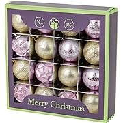 Photo 1 of 80mm/3.15" Pink and Gold Christmas Ball Ornaments for Tree, 16Pcs Gift Packaged Big Shatterproof Christmas Ball Baubles Decorations