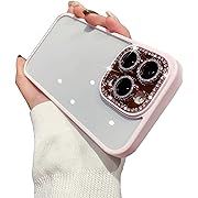 Photo 1 of Eiyikof for iPhone 13 Pro Max 6.7" Case with Luxury Bling Camera Lens Protector Cover Cute Sparkly Diamond Slim Clear Back & Glitter Bumper Silicone Shockproof Protective Case for Girls Women (Pink)