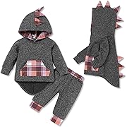 Photo 1 of 6/12M---FoWear Baby Boy Clothes 18 24Months Fall Winter Long Sleeve Hooded Dinosaur Sweatshirt Top Pants Set 2Pcs Baby Boy Outfit