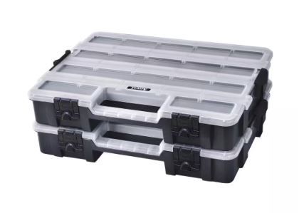 Photo 1 of 17-Compartment Black Interlocking Small Parts Organizer (2-Pack)
