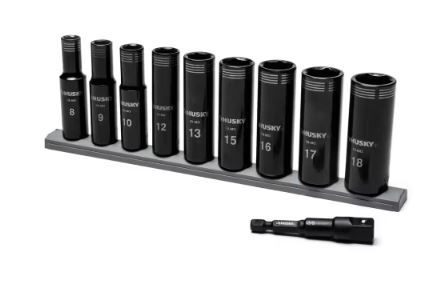 Photo 1 of 3/8 in. Drive Thin Wall Metric Deep Metric 6-Point Impact Socket Set (10-Piece)
