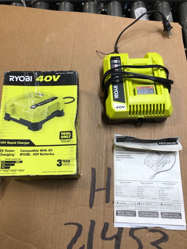 Photo 2 of RYOBI - 40V Lithium-Ion Rapid Charger - OP406AVNM