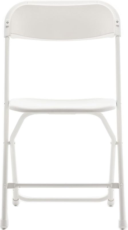 Photo 1 of  White Plastic Folding Steel Frame Commercial High Capacity Event Chair Lightweight Set for Office Wedding Party Picnic Kitchen Dining Church School