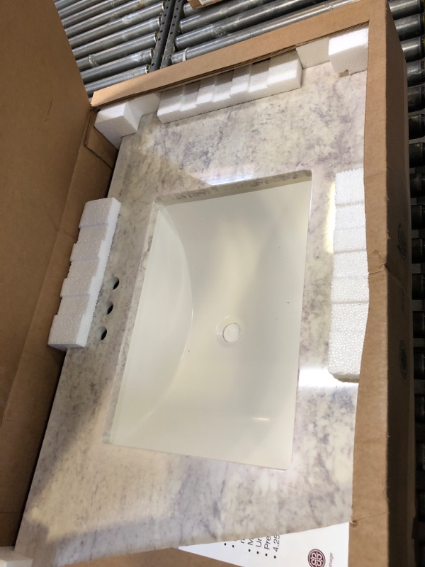 Photo 2 of 37 in. W x 22 in. D Stone Effects Cultured Marble Vanity Top in Winter Mist with Undermount White Sink