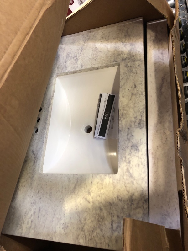 Photo 1 of 37 in. W x 22 in. D Stone Effects Cultured Marble Vanity Top in Winter Mist with Undermount White Sink