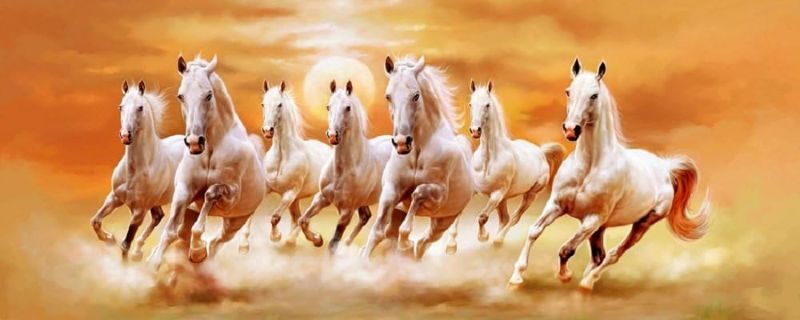 Photo 1 of Art Factory Seven Horse Canvas Painting Vastu Painting
