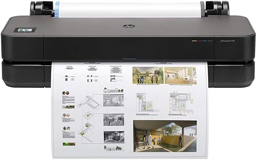 Photo 1 of HP DesignJet T230 Large Format 24-inch Plotter Color Printer, Includes 2-Year Warranty Care Pack (5HB07H), Black
