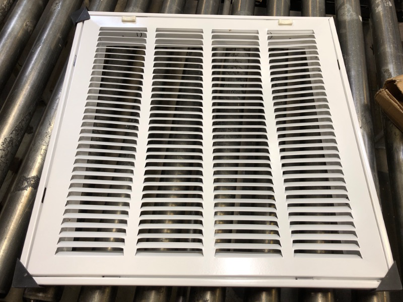 Photo 2 of 16" X 16" Steel Return Air Filter Grille for 1" Filter - Easy Plastic Tabs for Removable Face/Door - HVAC Duct Cover - Flat Stamped Face - White [Outer Dimensions: 17.75 X 17.75] 16" X 16" White