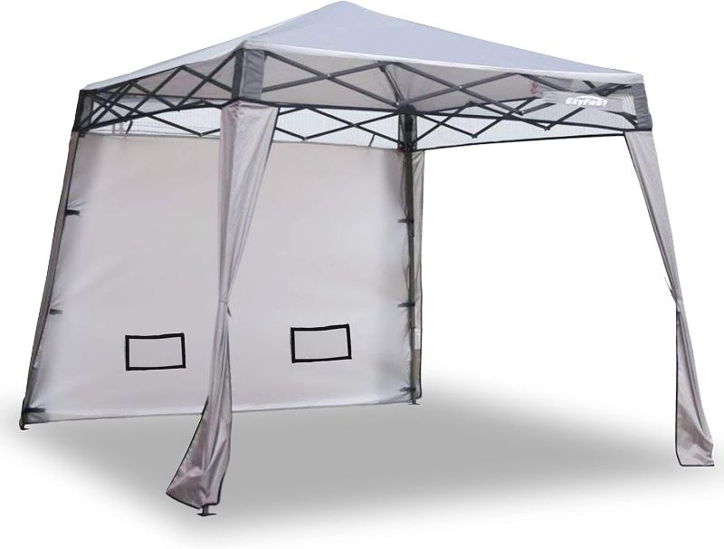 Photo 1 of EzyFast Compact Pop Up Canopy Tent, Collapsible Instant Shelter,Portable Sports Cabana, with Built-in Weight Bags, 8 x 8 ft Base / 6 x 6 ft Top for Camping, Hiking, Picnic, Family Outings (Khaki)
