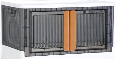 Photo 1 of Storage Bins with Lids - Collapsible Storage Bins, Clear Black Wardrobe Closet Organizer, 19Gal Stackable