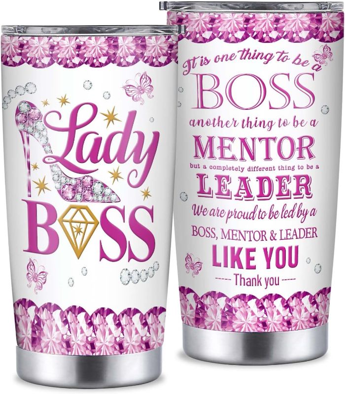 Photo 1 of 1pc---YILOWEMY Boss Lady Gifts for Women, 20oz Insulated Tumbler Boss Day Gifts for Women, Best Boss Lady Gifts for Female Boss Christmas Birthday Appreciation Gifts, Boss Gifts Ideas Mug
