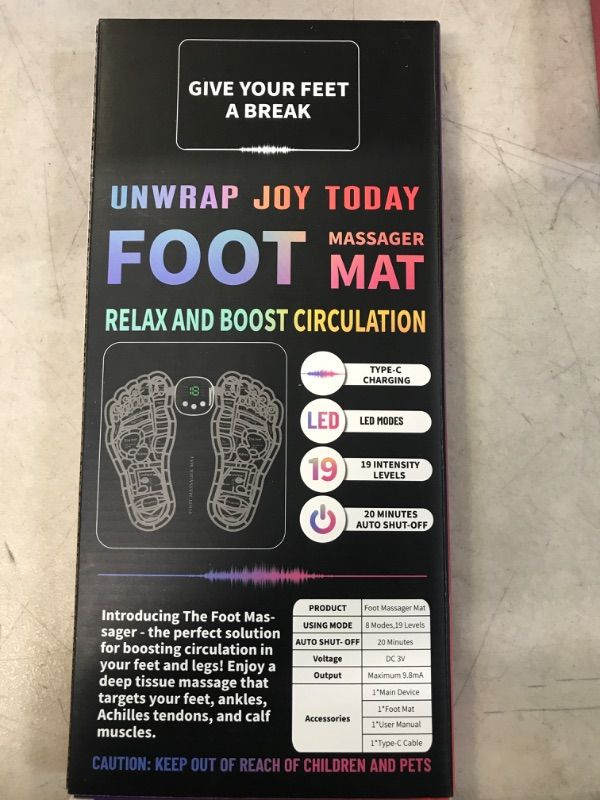 Photo 2 of EMS Foot Massager Mat for Neuropathy-Foot Stimulator Massager for Improved Circulation and Pain Plantar Fasciitis Relief, Muscle Relaxation, Foldable Legs & Feet Massager Pad with 8 Modes, 19 Levels