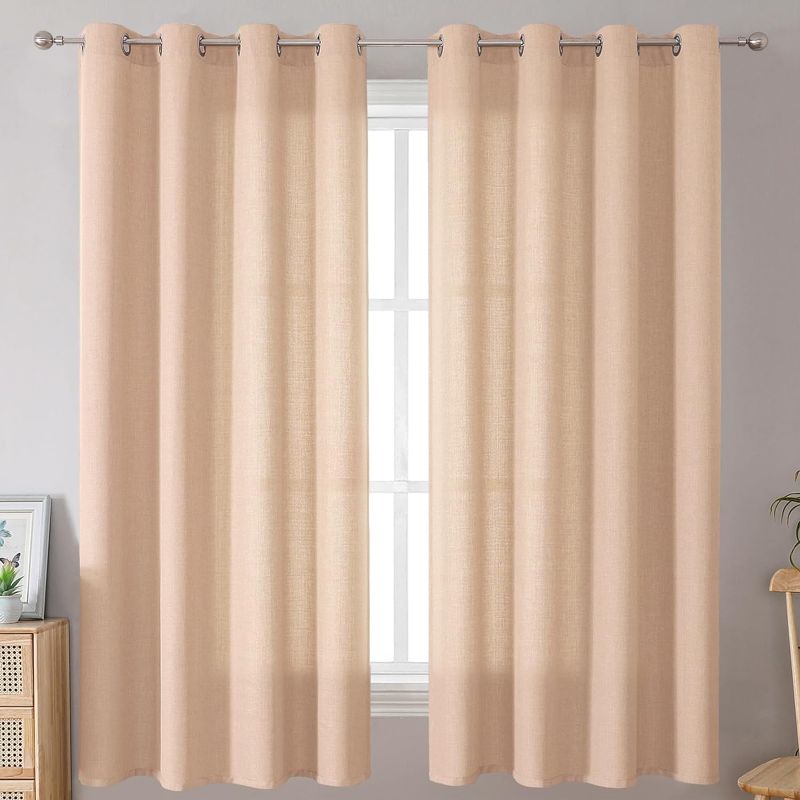 Photo 1 of 
BGment Natural Faux Linen Curtains for Bedroom, Grommet Thick Linen Semi Sheer Drapes Light Filtering Privacy Window Treatments Curtains for Living Room,.