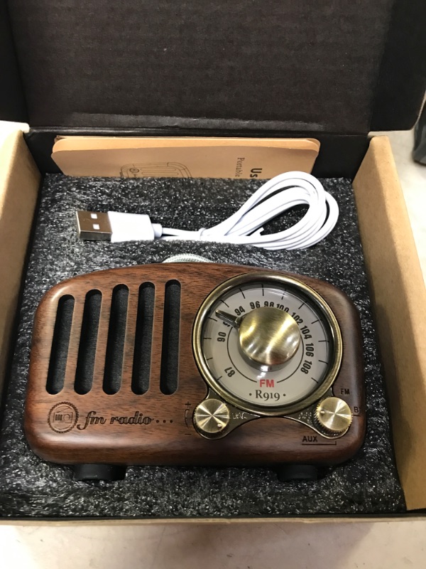 Photo 2 of Retro Bluetooth Speaker, Vintage Radio with Walnut Wood Finish, Old Fashioned Classic FM Radio, Loud Volume Vintage Speaker, MP3 Player Antique Style, Compact Mini Speaker