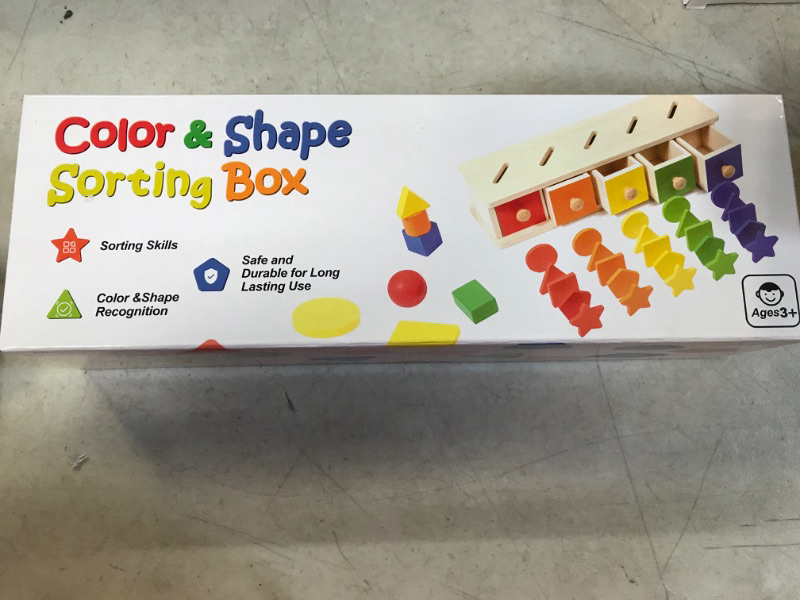 Photo 2 of 
oys Wooden Color Shape Sorting Box Game Geometric Matching Blocks Early Learning Educational Toy Gift for 3 4 5 Year-Old Baby Toddlers