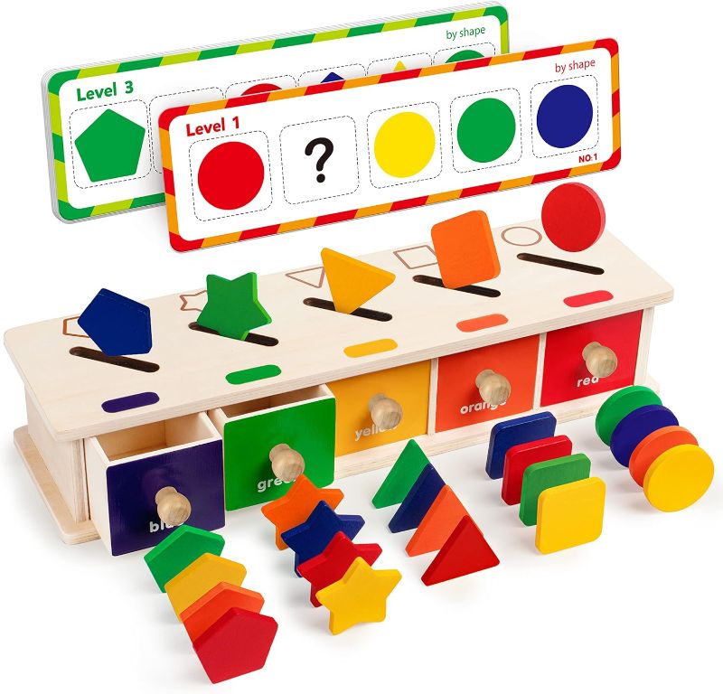 Photo 1 of 
oys Wooden Color Shape Sorting Box Game Geometric Matching Blocks Early Learning Educational Toy Gift for 3 4 5 Year-Old Baby Toddlers