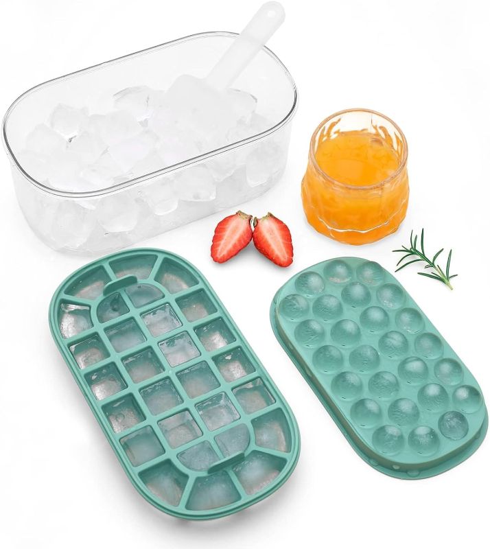 Photo 1 of 
Spectabilis Small Ice Cube Molds Trays Set for Freezer with Lids and Bin, Easy-Release Ice Molds for Whiskey, Cocktails, Coffee, Water - Reusable and...
Color:Green