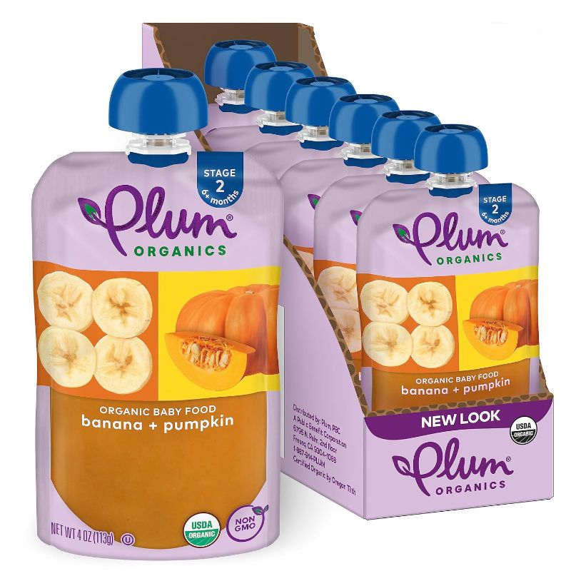 Photo 1 of 
Plum Organics Stage 2 Organic Baby Food - Banana and Pumpkin - 4 oz Pouch (Pack of 6) - Organic Fruit and Vegetable Baby Food Pouch