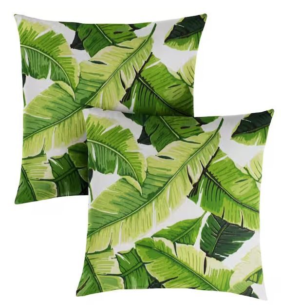 Photo 1 of Green Outdoor Knife Edge Throw Pillows (2-Pack)