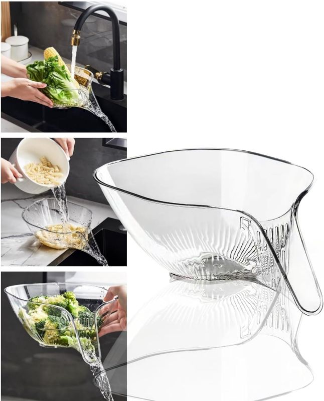 Photo 1 of 2 PACK! Multifunctional Drain Basket with Spout, Kitchen Sink Strainer Drainage Basket Funnel for Food, Kitchen Supplies & Accessories Gadgets for Washing Vegetables & Fruits (Transparent)
