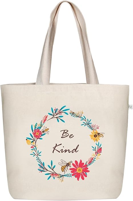 Photo 1 of *** BAG DESIGN VARIES *** Ecoright Aesthetic Canvas Tote Bag for Women Large Zipper Tote Bags with Pocket, Womens Tote Bag for Yoga, Work, Beach