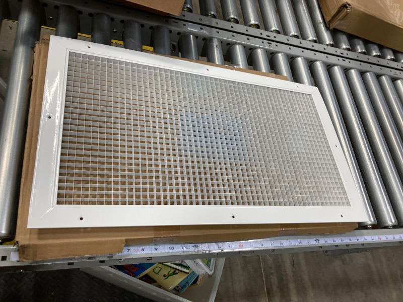 Photo 2 of 12" x 30" or 30" x 12" Cube Core Eggcrate Return Air Grille - Aluminum Rust Proof - HVAC Vent Duct Cover - White [Outer Dimensions: 13.75 X 31.75]
