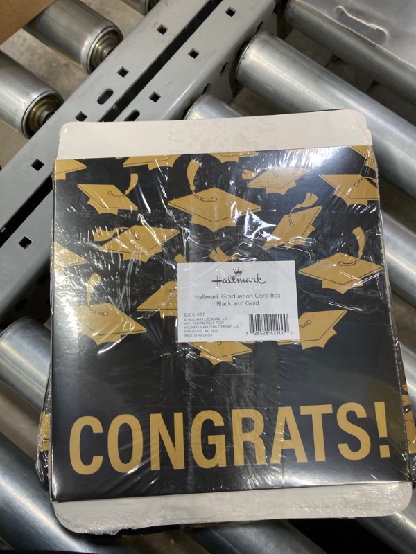 Photo 1 of 5 PACK! Hallmark 8" Graduation Card Box (Gold and Black, Congrats!) Foldable Cardboard Box for Grad Parties and Open Houses Gold, Black