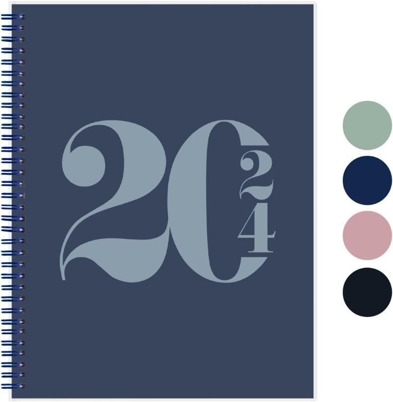 Photo 1 of 2 PACK! Rileys 2024 Weekly Planner - Typographic Annual & Monthly Agenda Planner, Flexible Cover, Notes Pages, Twin-Wire Binding (8.5 x 11 inch, Blue)
