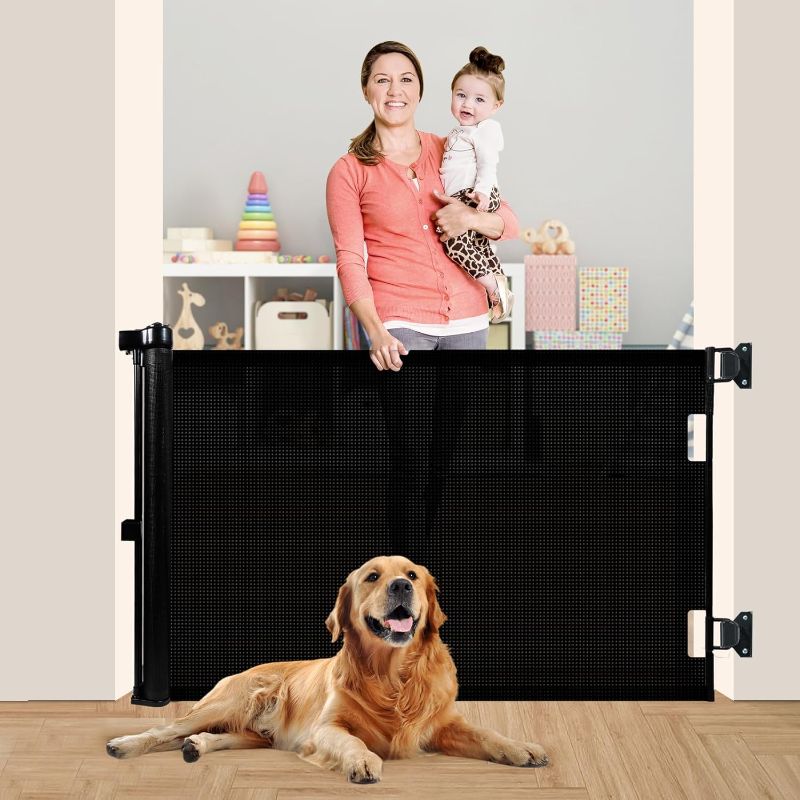 Photo 1 of ***GATE ONLY MISSING PARTS*** Upgrade 71 Retractable Baby Gate for Stairs,42" Tall Mesh Baby Gate or Mesh Dog Gate, 6 Foot Retractable Baby Gate, Child Safety Gate for Doorways, Stairs, Hallways, Indoor/Outdoor(Black)