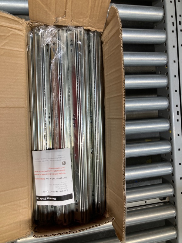 Photo 2 of 10 Pairs of 20 Inch Hardware 3-Section Full Extension Ball Bearing Side Mount Drawer Slides,100 LB Capacity Drawer Slide 20 Inch Zinc Plated